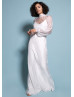 Long Sleeve Tie Neck Ivory Chiffon Bridesmaid Dress